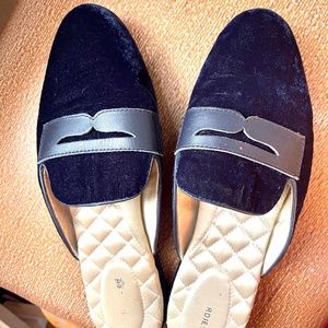Blue Velvet Birdies Mule Slides